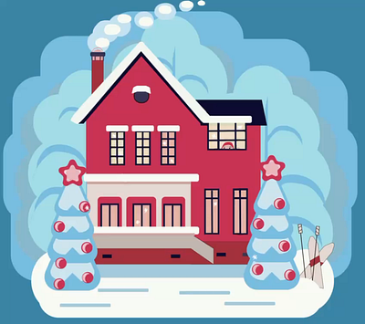 Christmas house/Рождественский дом animation art draw gif illustration illustrator procreate