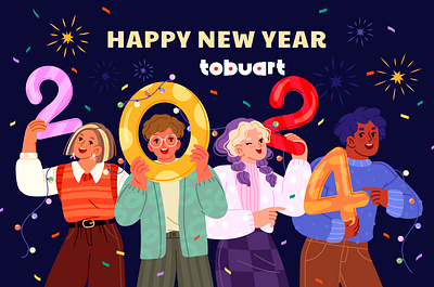 Happy New year 2024 3d animation artwork branding design graphic design illustration logo newyear ui vector