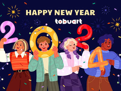 Happy New year 2024 3d animation artwork branding design graphic design illustration logo newyear ui vector