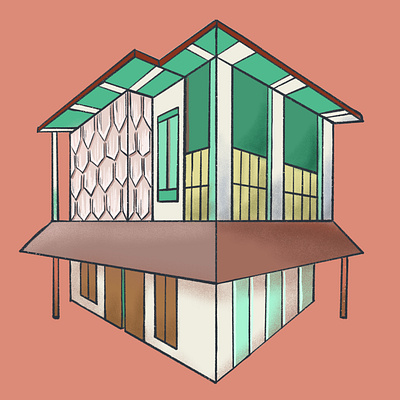 Traditional Wood House house icon illustration