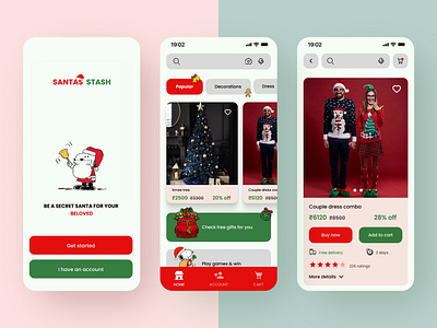 Chrstmas Concept UI - Santa Stash for shopping christmas design easy green inspiration minimal red santa simple ui uidesign uiux user experience user interface ux xmas