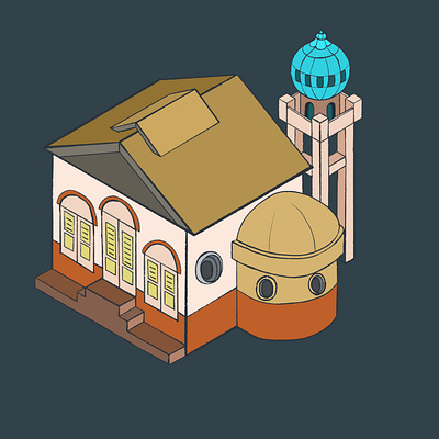 Isometric Mosque icon illustration mosque
