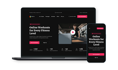 Online Fitness website design app app design branding design exercise gym health illustration online fitness ui ui ux design user interface design ux ux design workout