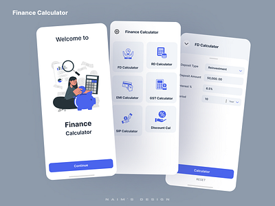 Finance Calculator branding design figma graphic design logo mobile app naim sarvaiya ui