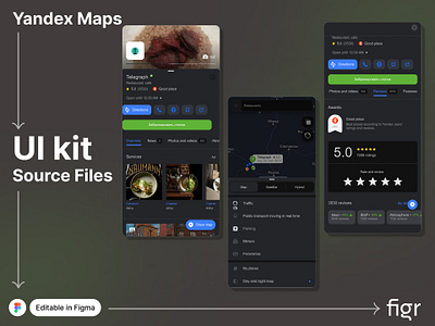 Make Yandex Maps UI your own android app design branding design editable figma free google maps ios kit maps mobile app template ui ui kit ui ux web app web deisgn website yandex maps