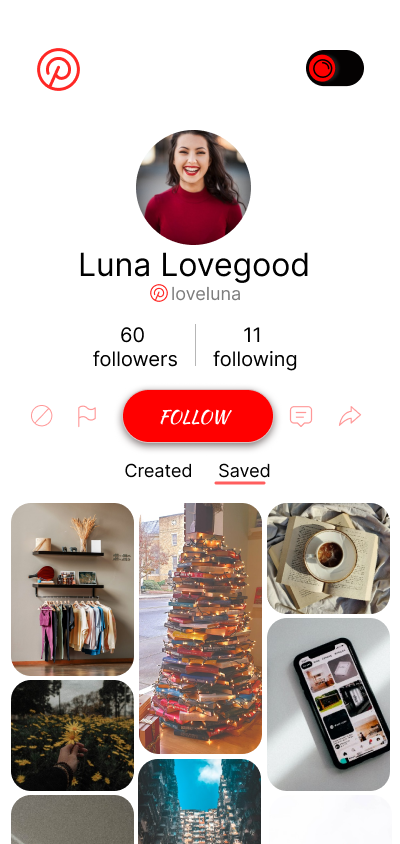 Pinterest Profile Page (Recreated) dailyuichallenge pinterest profile recreation ui uidesign