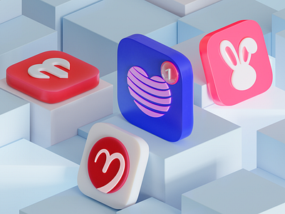 App icons 3d app app icon app store blender branding c4d dating illustration