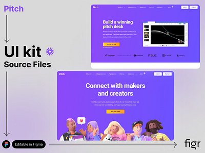 Make Pitch UI your own ai ai presentation beautiful ai branding design editable figma free kit landing page mockup pitch powerpoint ai template ui ui kit ui ux web design webapp website