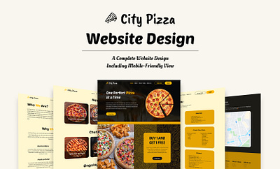 Pizza Full Responsive Website Design adobe xd design figma food app full website design graphic design landing page mobile view pizza website ui ux web view