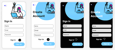 Sign In and Sign Up(Dark, Light Mode) create account login mobile sign in sign up