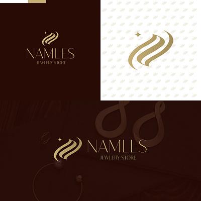 Namles logo - Jewlery store brown and gold palette elegant design gold emblem jewelry retail luxury branding modern abstract icon premium aesthetic sophisticated style traditional serif font upscale business logo