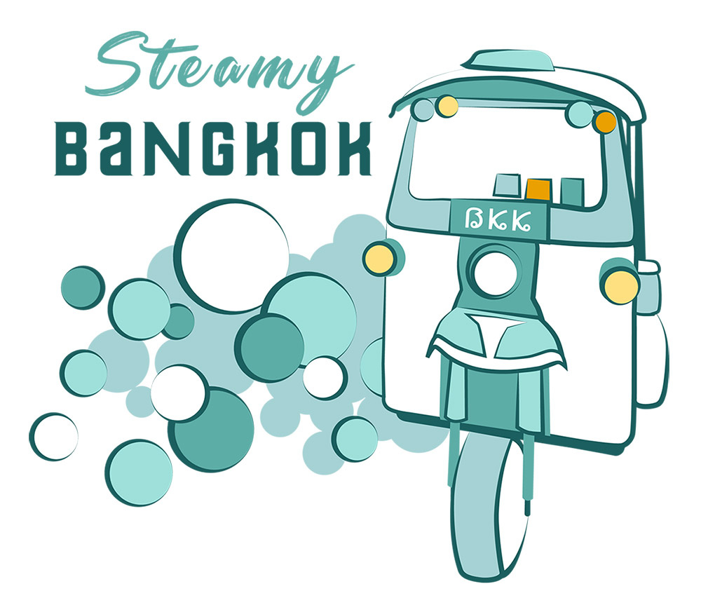 Steamy Bangkok | Graphics adobe illustrator bangkok graphic design graphics illustration illustrator poster design thailand travel tuk tuk vector