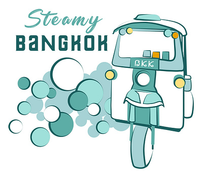 Steamy Bangkok adobe illustrator bangkok graphic design graphics illustration illustrator poster design thailand travel tuk tuk vector