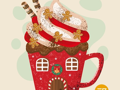 Gingerbread Latte christmas coffee coffee mug design eligo eligodesign gingerbread gingerbread latte house illustration latte mug mug house xmas