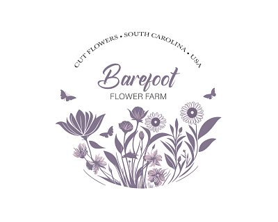 BAREFOOT Flower Farm branding farm flower graphic design logo