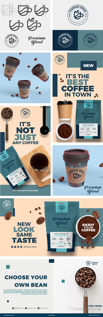 Premium Blend Coffee Brand Identity blend brand branding coffee design graphic graphic design identiy illustration illustrator illustrator cc label logo morning package photoshop premium