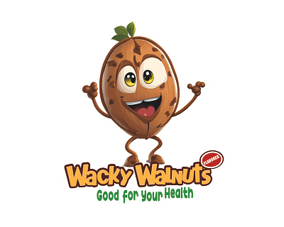 WACKY WALNUTS branding graphic design health logo mascot wacky walnut