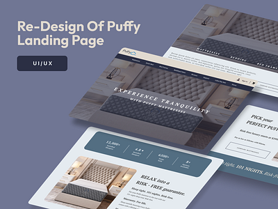 Re - Design of Puffy Landing Page adobe branding design figma graphic design innovative landing page mattress revamp soothing ui ux web design website