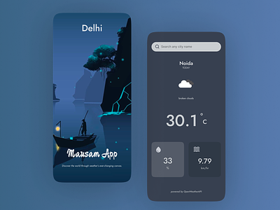 Weather Broadcasting App Minimal UI app ui blue app ui blue ui designs minimal app ui minimal design ui ui ux