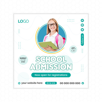 School admission social media post design ads advertising business design graphic design illustration instagram media mjvectart post design school social
