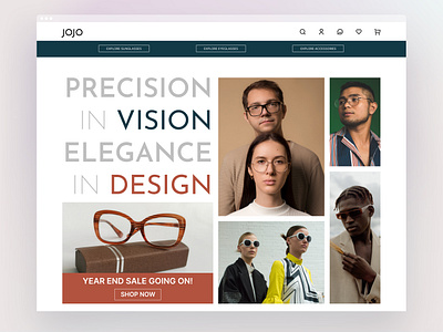 JOJO Eyewears E-commerce Landing Page Design branding design figma landing page ui uiux ux web design