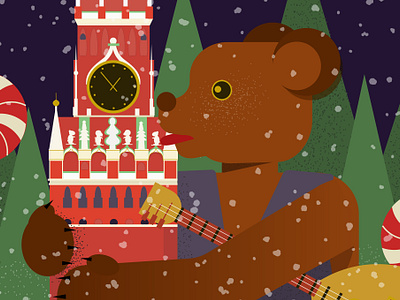 Kremlin, bear, balalaika! art balalaika balalaiya bear branding draw graphic design illustration illustrator kremlin russia russianbear snow