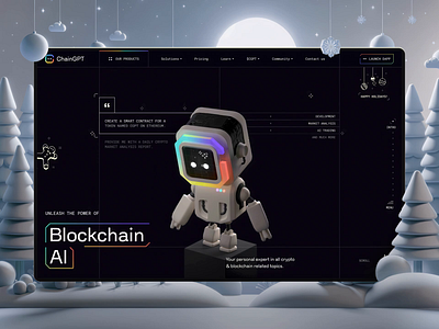 ChainGPT Website — Winter Edition 3d 3d character ai blockchain blockchain ai blockchain helper crypto crypto website interactive design interactive website mascot merry christmas new year winter winter edition