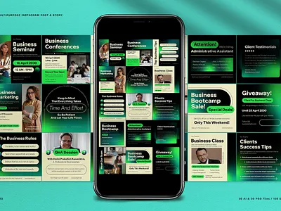 Green Gradient Minimalist Business Instagram Pack facebook instagram instagram banner instagram post instagram post template instagram posts instagram posts template instagram stories instagram stories template instagram story instagram story template instagram template instagram templates marketing social media social media pack social media template social media templates socialmedia stories