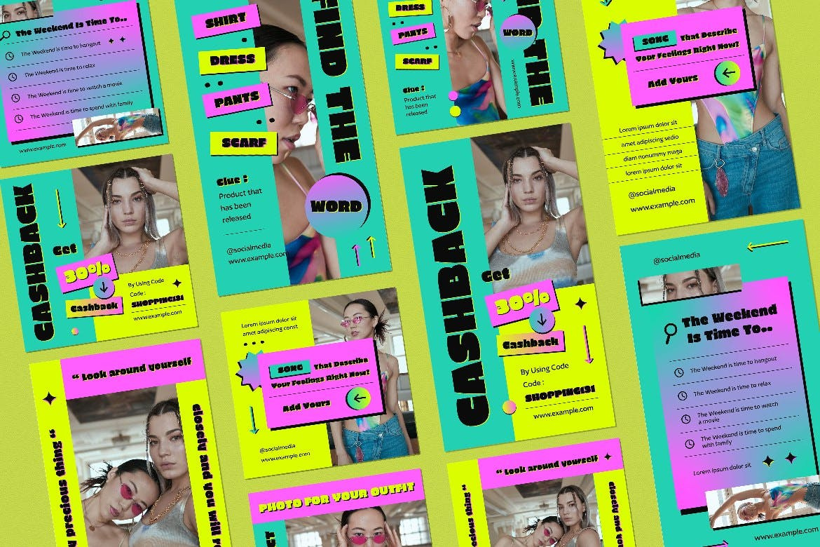 Green Pop Gradient Fashion Instagram Pack facebook instagram instagram banner instagram post instagram post template instagram posts instagram posts template instagram stories instagram stories template instagram story instagram story template instagram template instagram templates marketing social media social media pack social media template social media templates socialmedia stories