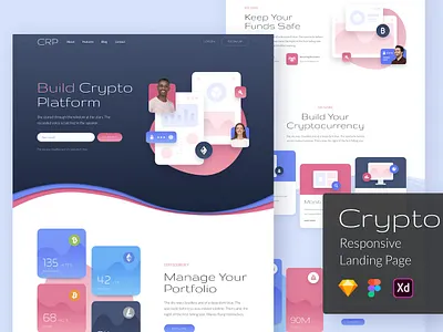 Crypto Responsive Landing Page home page home screen homepage landing landing page landing page concept landing page ui landing pages landingpage page saas website site ui uidesign ux web design web site webdesign website concept websites