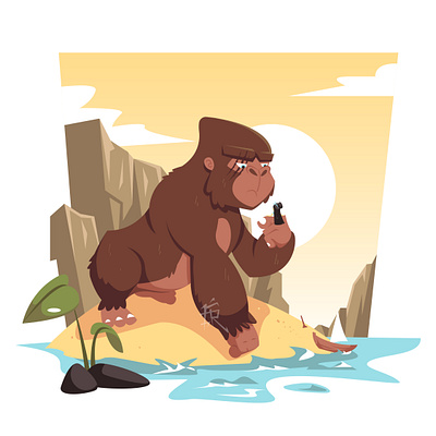 A Kong and a Girl 3d animation branding children book cute design flat gorila graphic design illustration logo vector