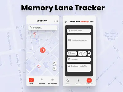 DailyUI ChalleAnge 20 - Memory Lane Tracker 020 app design dailyui dailyui 020 dailyui 20 design maps mobile design tracker ui design uiux design