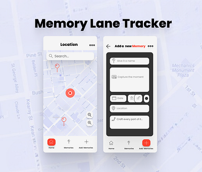 DailyUI ChalleAnge 20 - Memory Lane Tracker 020 app design dailyui dailyui 020 dailyui 20 design maps mobile design tracker ui design uiux design