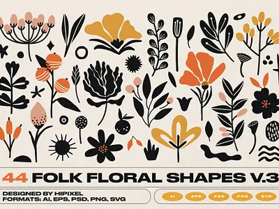 Folk Floral Shapes bohemian boho feminine floral flower flowers folk icon leaf logo magic nature planet shape shapes tattoo vintage