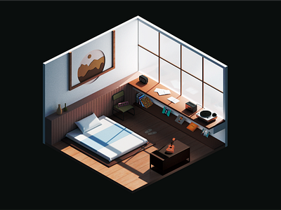 3D room 3d cinema4d cute design illustration japan