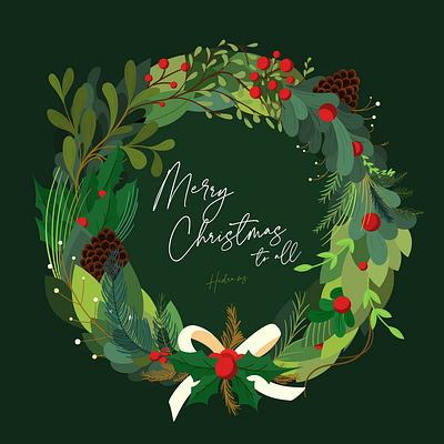 Merry Christmas 2024 2d animation animation carol celebration christmas green illustration new year plants santa claus vector wishing card wreath