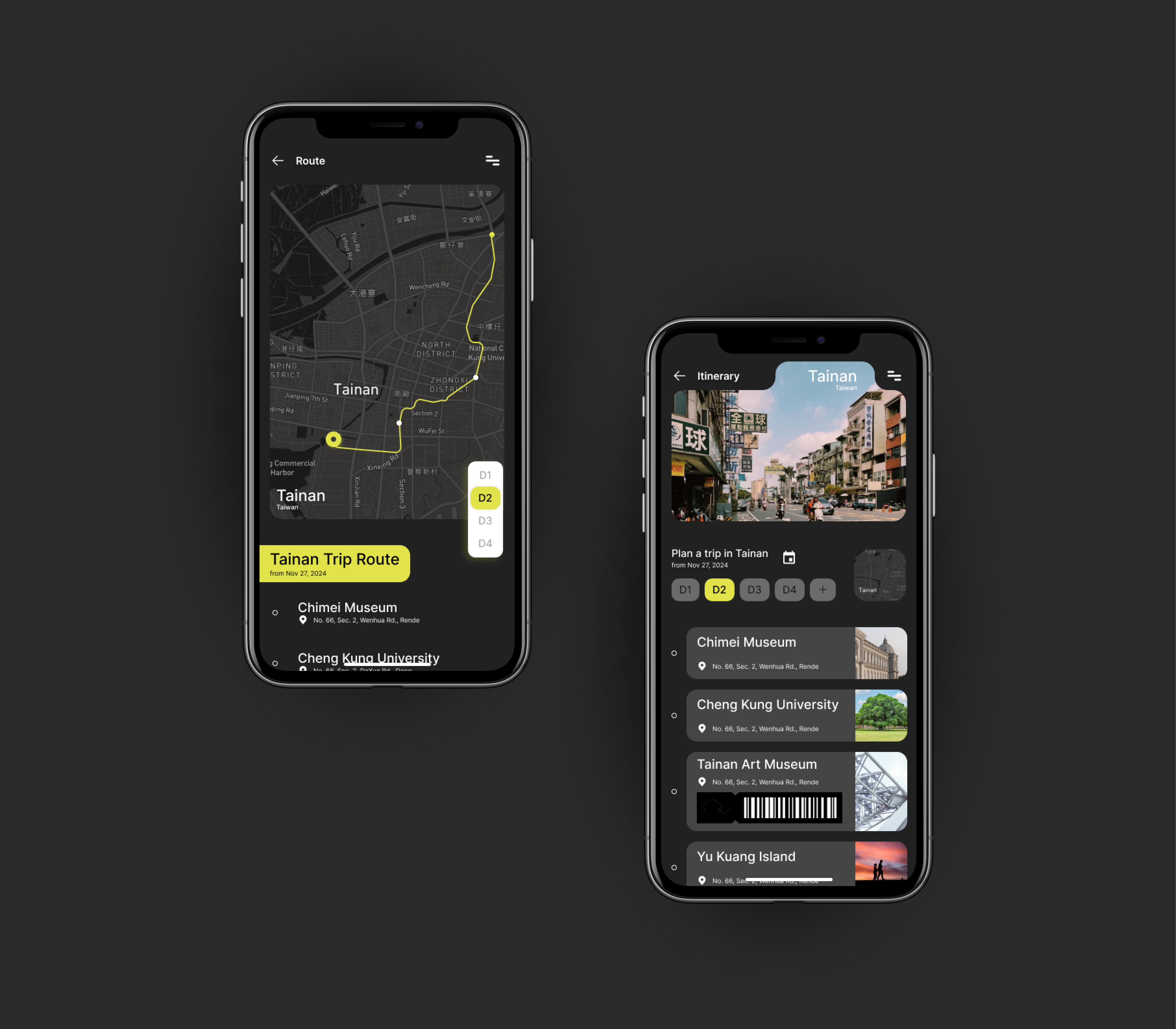 TOGO｜itinerary app branding clean color concept dark design grean inspiration itinerary logo map mobile travel ui user interface ux