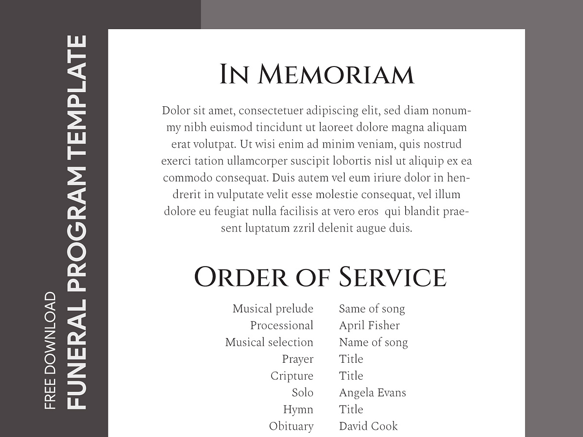 Funeral Program designs, themes, templates and downloadable graphic ...