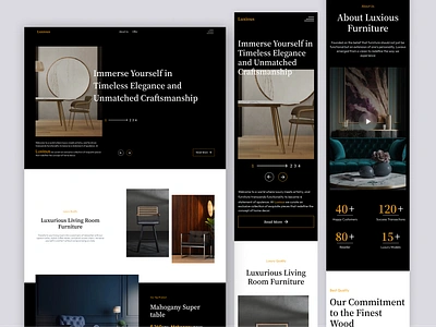 Luxious - Luxury Furniture Website branding dribbbleshowcase eleganceredefined fu globalaccessibility graphic design luxuryhome luxurylifestyle mobilefriendly responsivewebsite ui ux