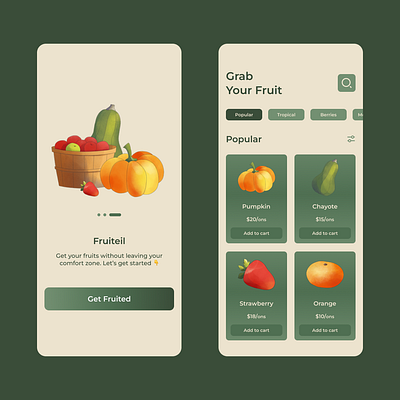 Fruit Market App Design 3d animation app appdesign branding design graphic design illustration logo motion graphics ui uidesign ux uxdesign