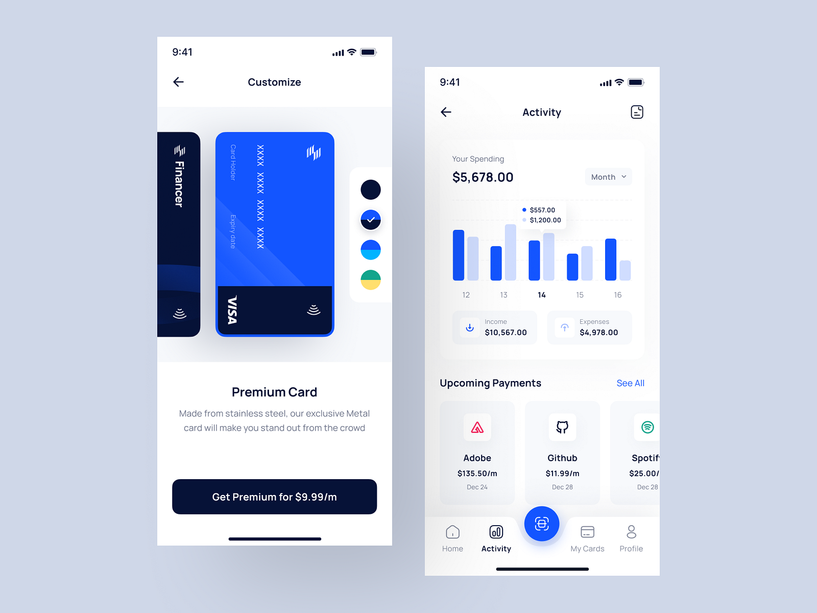 Financer - Digital Wallet Mobile App by Pixlayer Interface for UI8 on ...