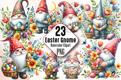 Watercolor Easter Gnome Clipart 3d animation app branding design graphic design illustration logo ui vector