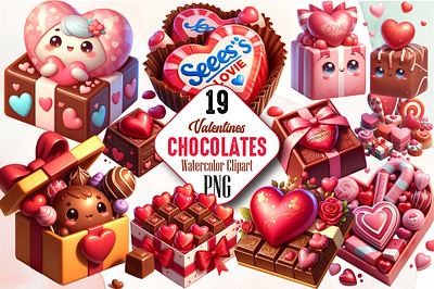 Watercolor Valentines Chocolates Clipart 3d animation app branding design graphic design illustration logo ui vector