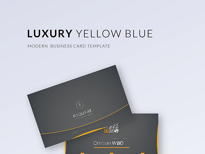 LUCURY YELLOW BLUE BUSINESS CARD art business card blue branding business business card card classic design editable elegant gradient graphic design horizontal logo luxury professional template vector yellow