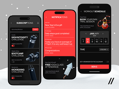 Fitness Mobile iOS App 3d app app interaction calendar dark theme dashboard design design ui fitness health icon illustration interface mobile mobile app product design sport training ui ux