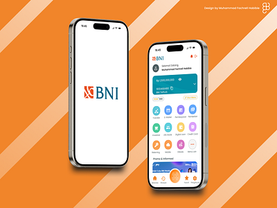 BNI Mobile Redesign UI bank bank mobile bank negara indonesia bni dribble figma fresh iphone mbanking mobile money orange