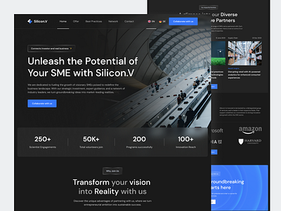 Silicon.V - Venture Capital Landing Page accelerator agency website business business consultant business innovation capital company website founder funding incubates innovation inverstor investment company landing page silicon valley small medium enterprise sme startup venture capital ventures