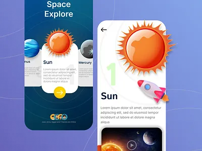 Solar System App UI design | Space Explore app UI with Figma 3d android app app design branding design figma figma prototype freelance graphic design innovation app space explore app sun ui