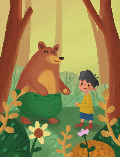 The Bear and the Little Boy's Adventure bear book children design forest illustration kids
