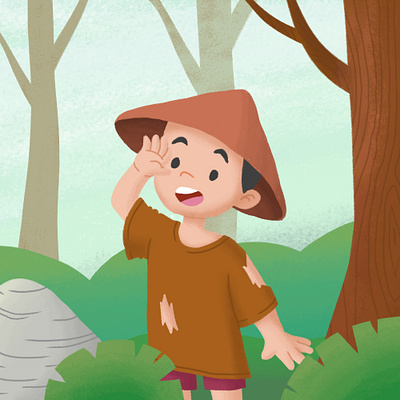 A Small Farmer Lost in the Woods book children design farmer forest illustration kids